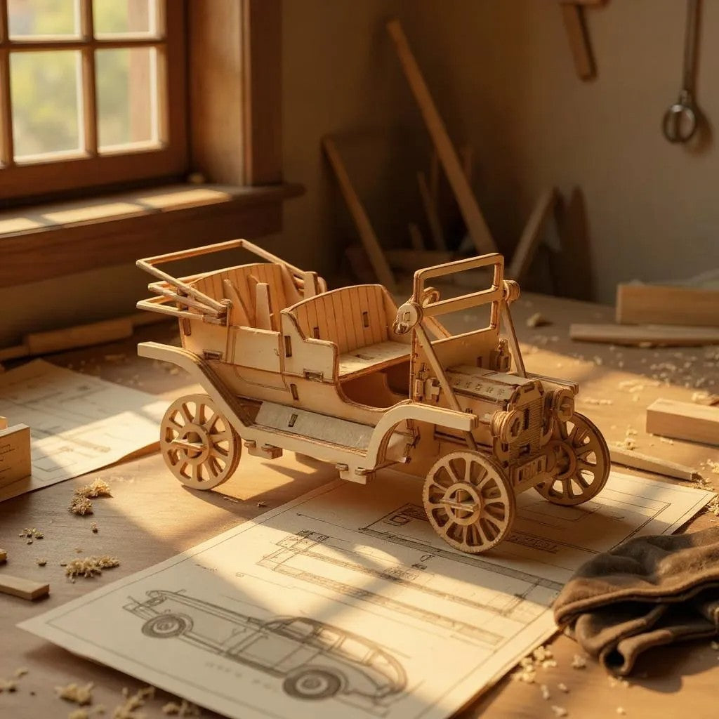 Puzzle 3D en Bois - WoodGenius™ - Voiture Classique