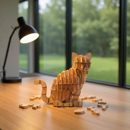 Puzzle 3D en Bois - WoodGenius™ - Chat