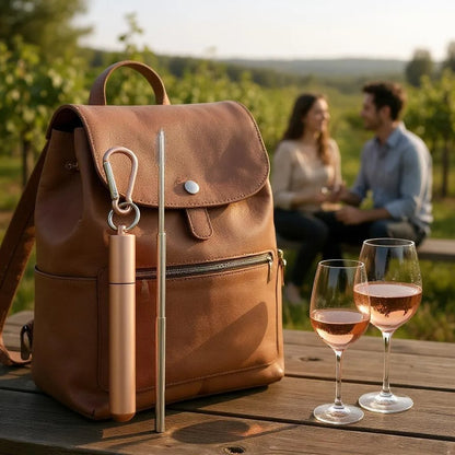 Paille Réutilisable - SteelSipKit™ - Rose