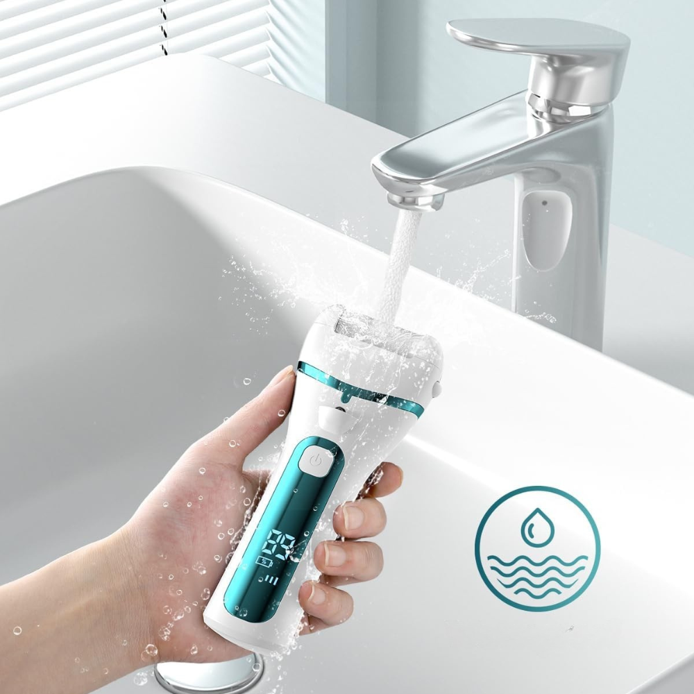 Râpe pour Pieds Électrique - PediPro™ - Blanc Bleu Métallisé