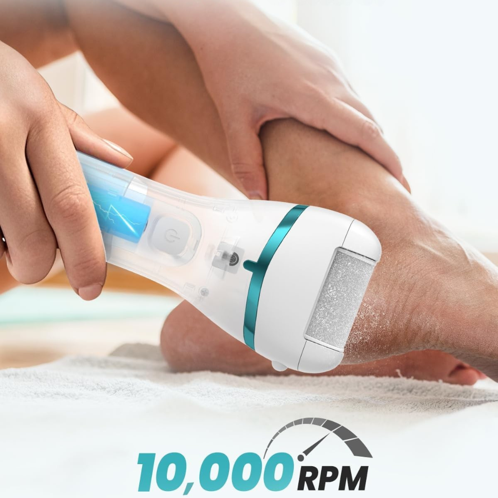Râpe pour Pieds Électrique - PediPro™ - Blanc Bleu Métallisé
