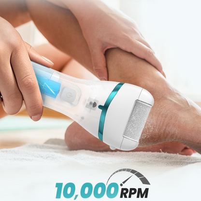 Râpe pour Pieds Électrique - PediPro™ - Blanc Bleu Métallisé