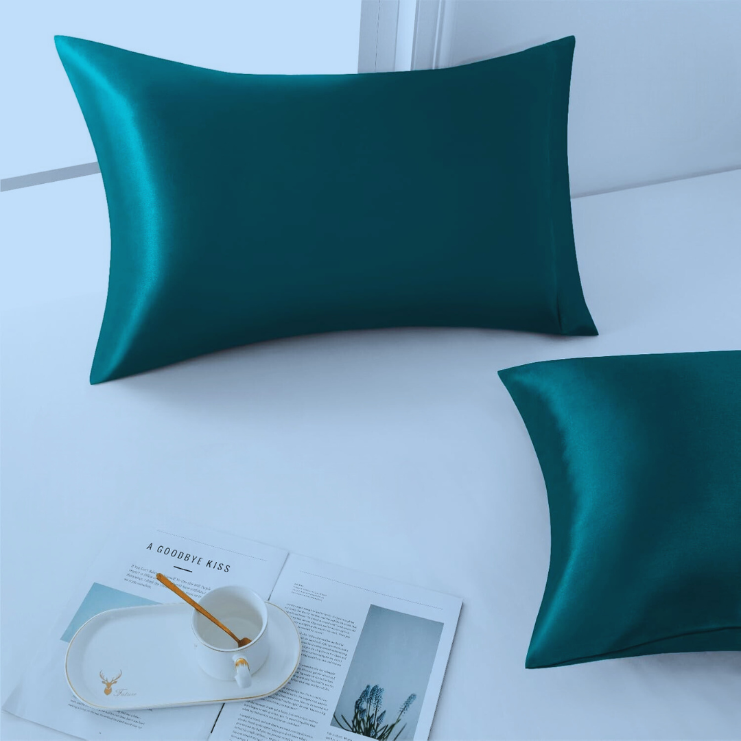 Taie d'Oreiller en Satin - SatinDreamPillow™ - Bleu Vert