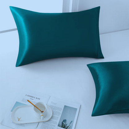 Taie d'Oreiller en Satin - SatinDreamPillow™ - Bleu Vert