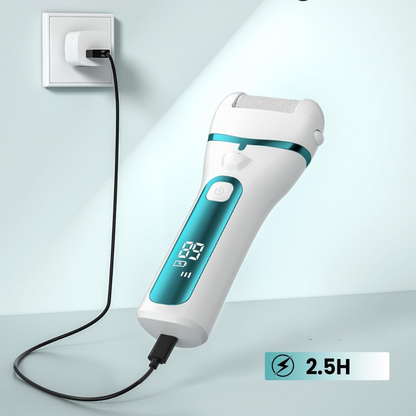 Râpe pour Pieds Électrique - PediPro™ - Blanc Bleu Métallisé