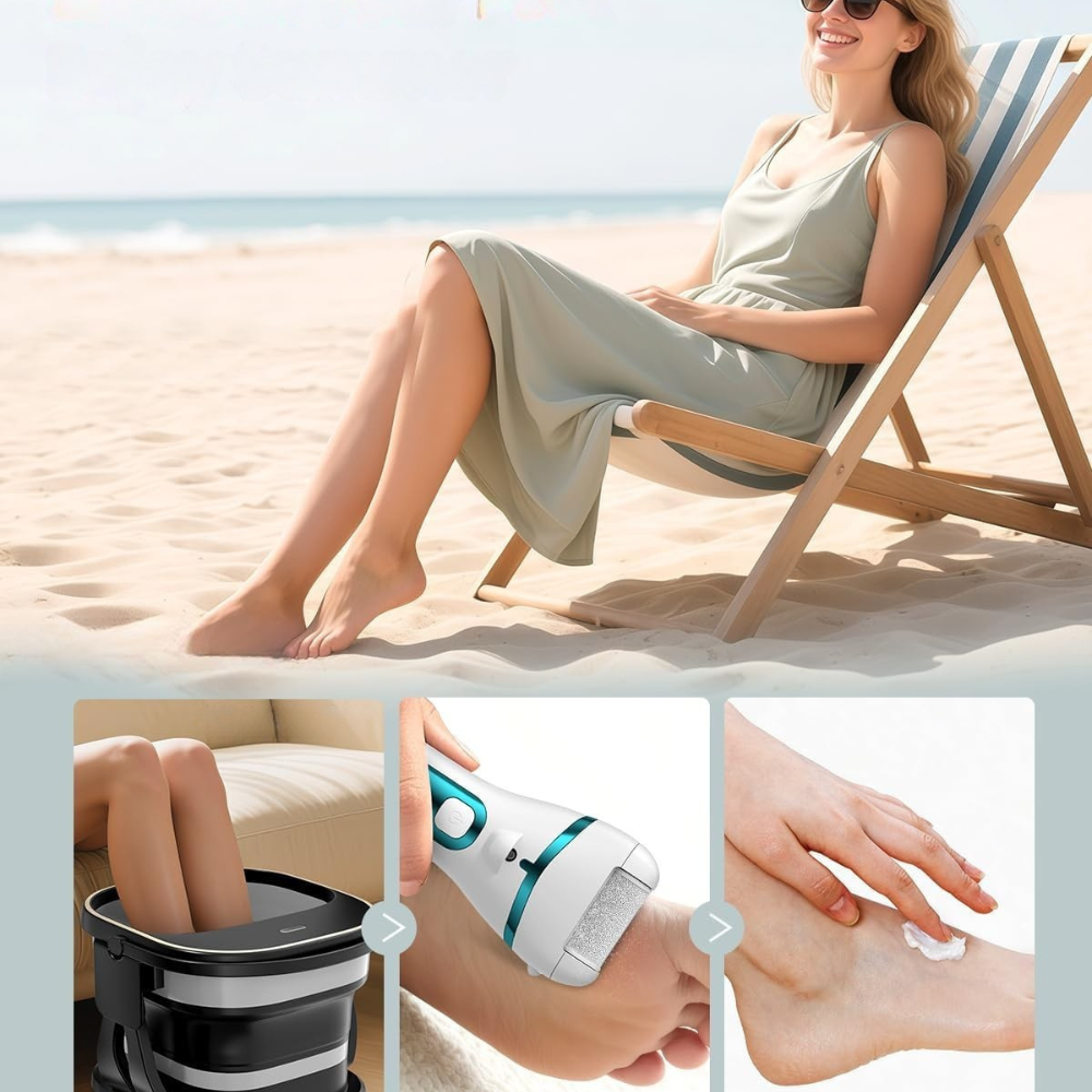 Râpe pour Pieds Électrique - PediPro™ - Blanc Bleu Métallisé