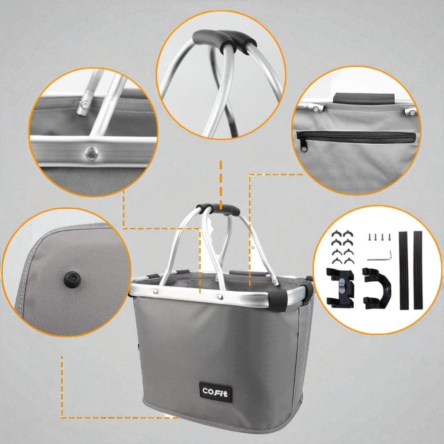 PANIER VELO POUR CHIEN	- PetRideBasket™ - Rectangle Gris
