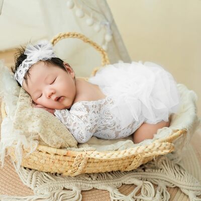 Robe Bébé Fille - BabyGirlPhotoDress™ - Blanc