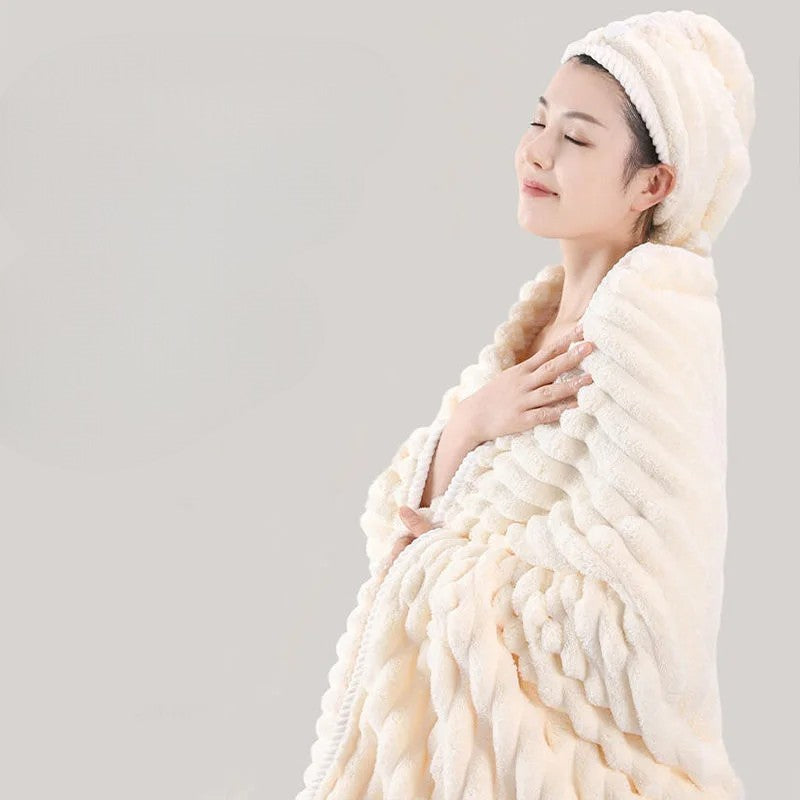 Serviette de Bain - CoralVelourBathTowel™ - Blanc