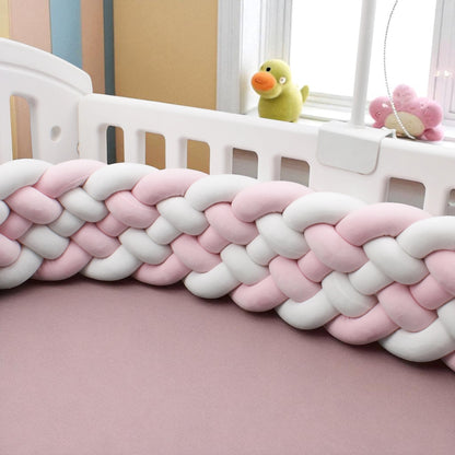 Tour de Lit Tressé - BraidedSafe™ - Blanc & Rose