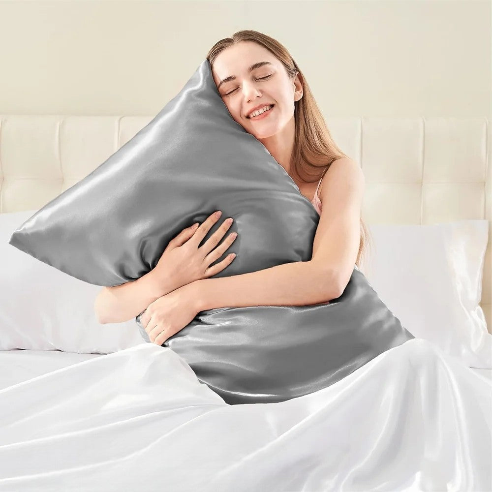 Taie d'Oreiller en Satin - SatinDreamPillow™ - Argenté