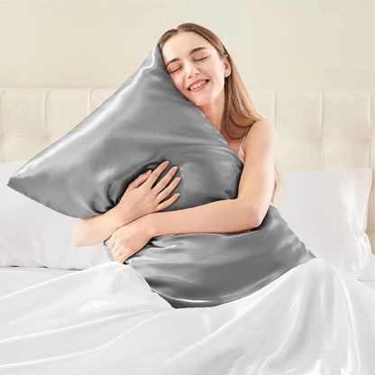 Taie d'Oreiller en Satin - SatinDreamPillow™ - Argenté