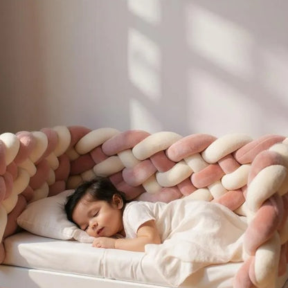 Tour de Lit Tressé - BraidedSafe™ - Vieux Rose & Crème