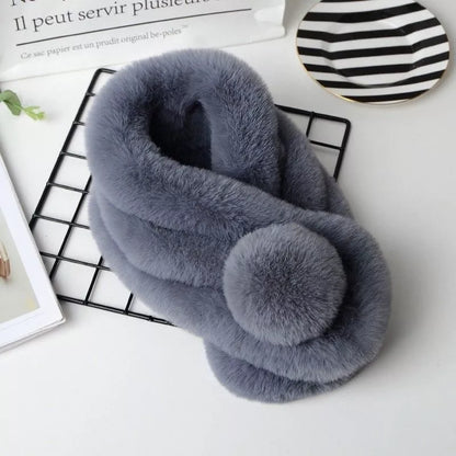 Écharpe Femme Hiver - CozyFurWrap™ - Gris