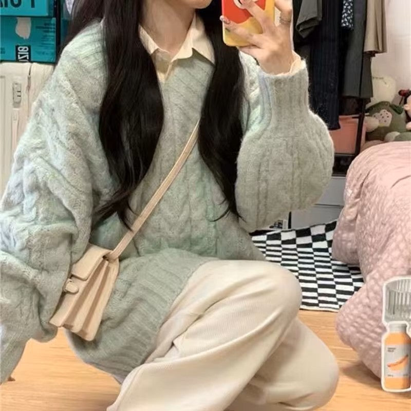 Pull Tricot - CozyKnitSweater™ - Vert Clair