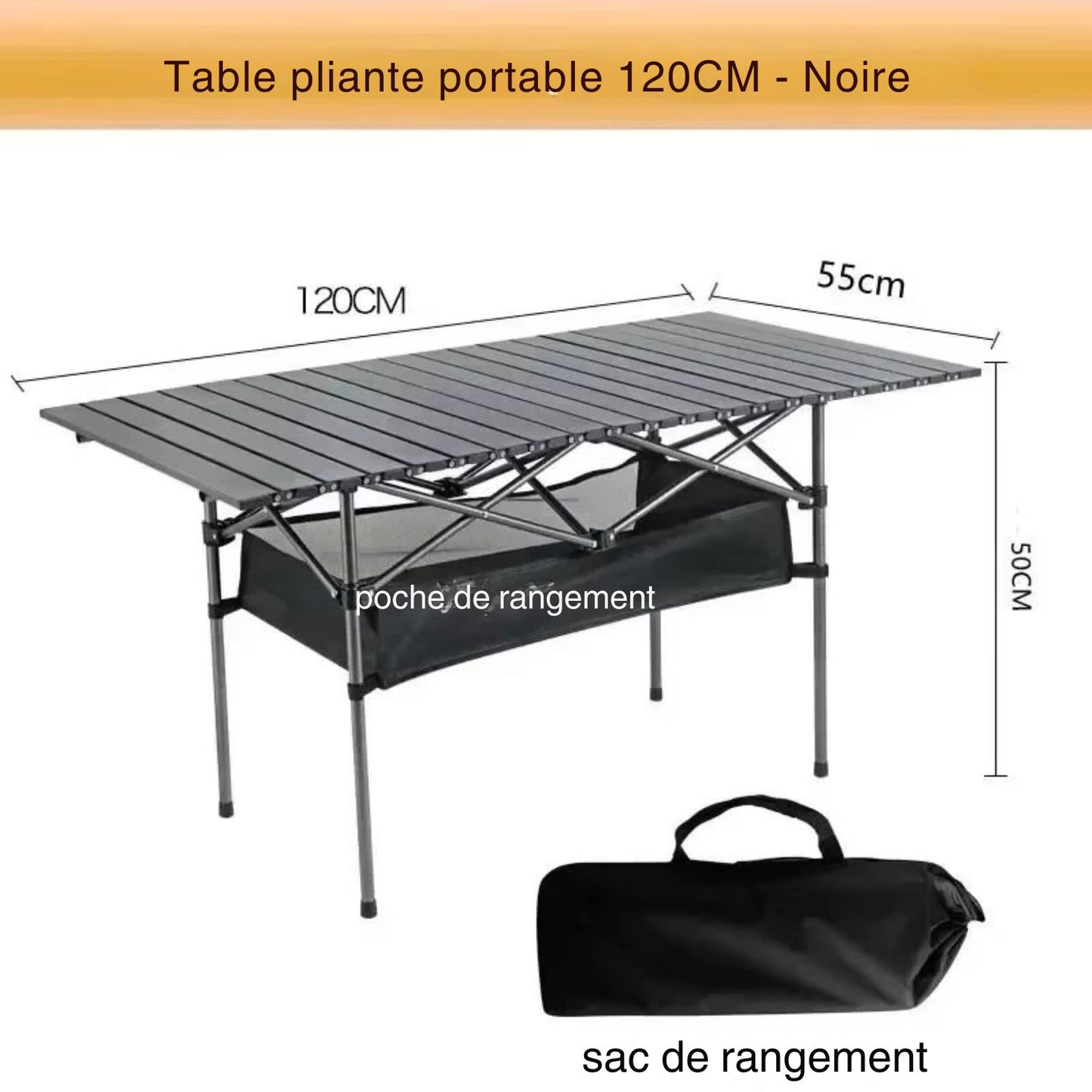 Table Pliante Camping - CampFlex™ - Noir