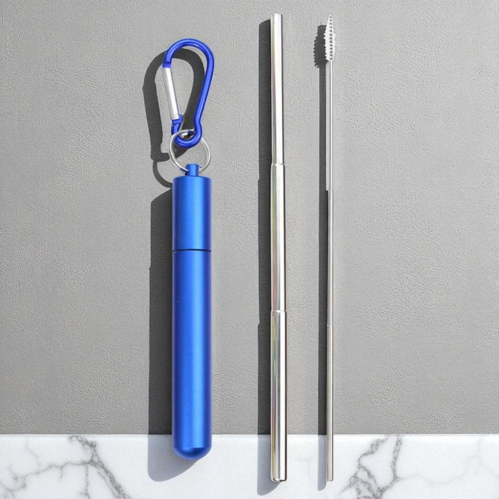 Paille Réutilisable - SteelSipKit™ - Bleu