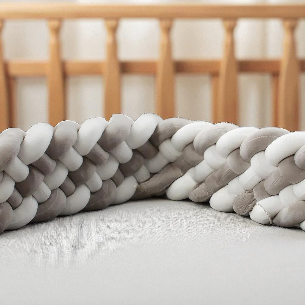 Tour de Lit Tressé - BraidedSafe™ - Gris & Blanc
