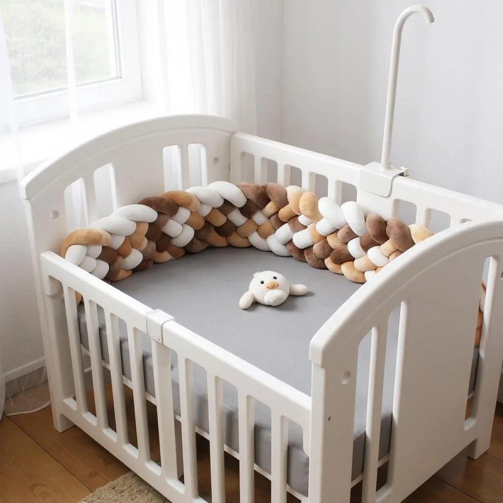 Tour de Lit Tressé - BraidedSafe™ - Beige, Marron & Blanc