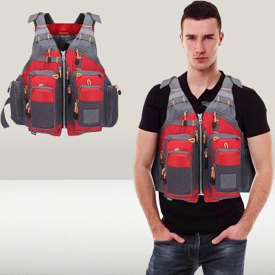 Gilet de Peche - FishingVestOutdoor™ - Rouge