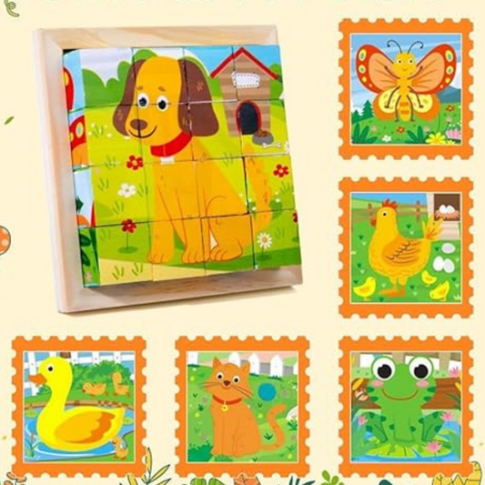 Puzzle en Bois - CubeMontessori™ - Animaux de la Ferme