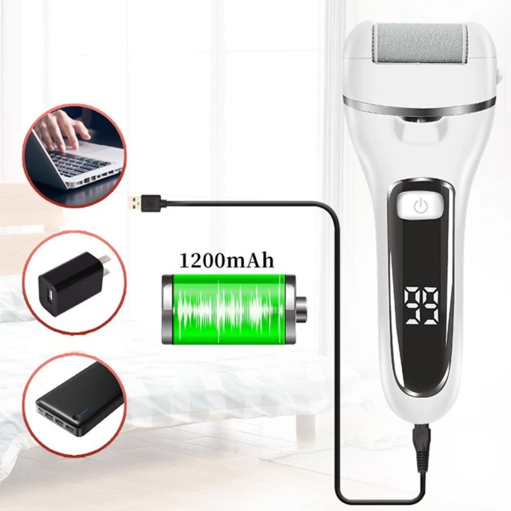 Râpe pour Pieds Électrique - PediPro™ - Blanc Argenté