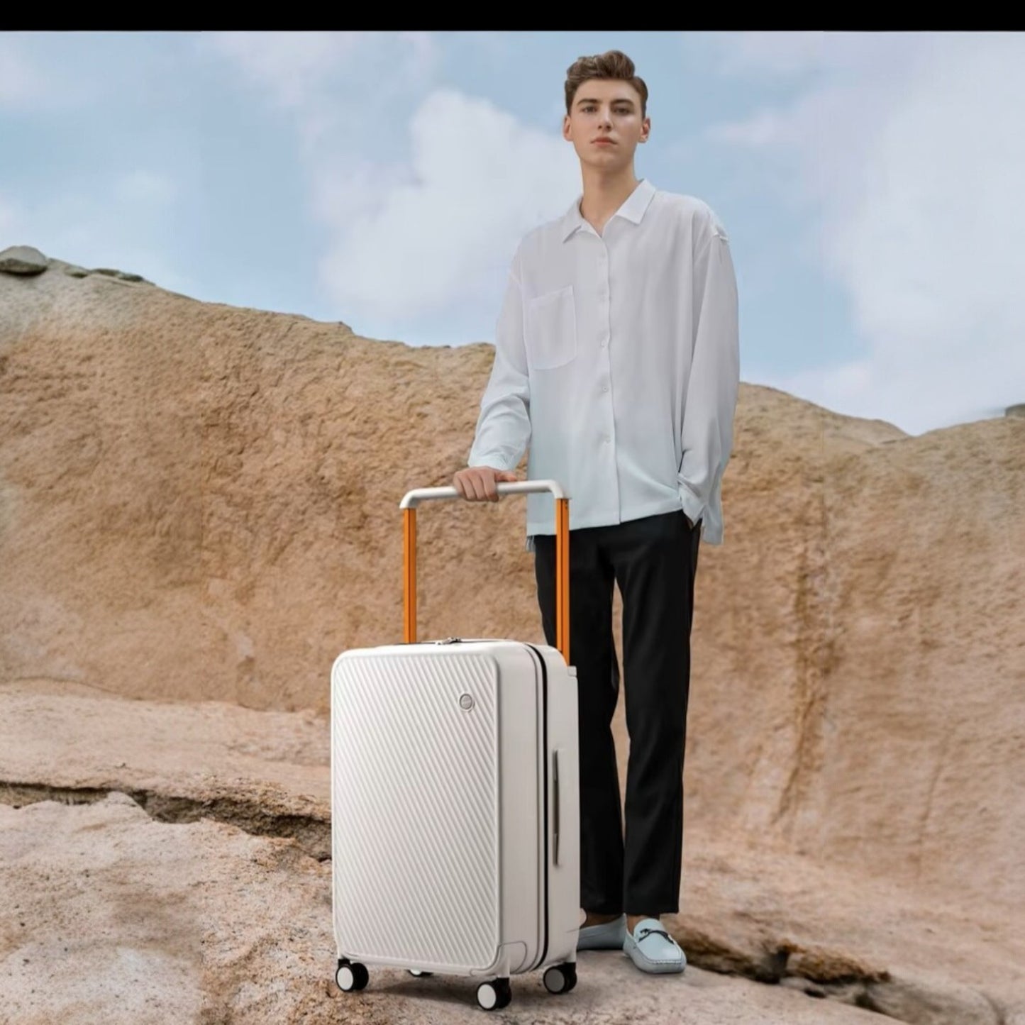 Valise de Voyage - WideRollTravelCase™ - Blanc Fumé