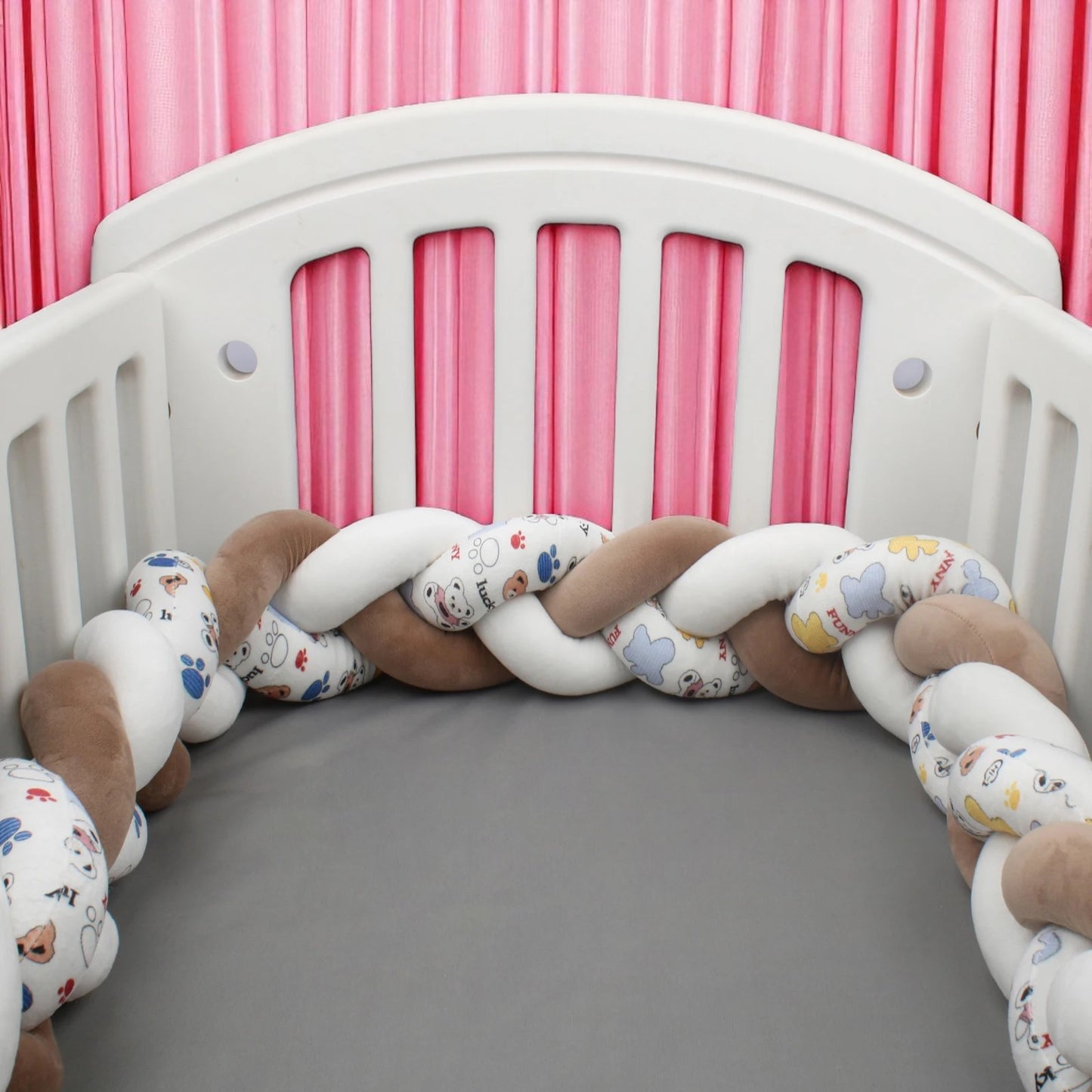 Tour de Lit Tressé - BraidBumper™ - Marron & Blanc