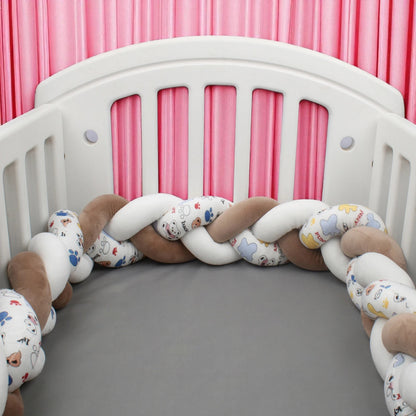 Tour de Lit Tressé - BraidBumper™ - Marron & Blanc