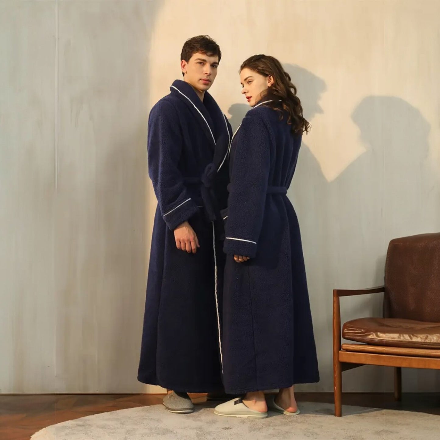 Peignoir De Bain - CozyCottonBathRobe™ - Bleu Marine