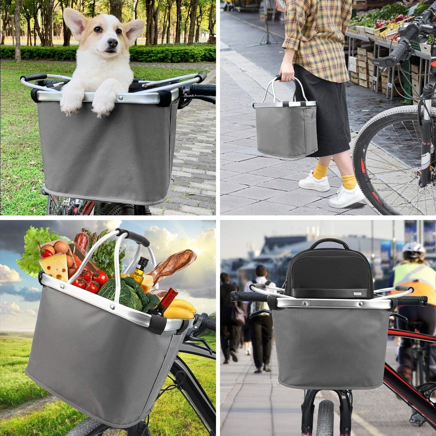 PANIER VELO POUR CHIEN	- PetRideBasket™ - Rectangle Gris