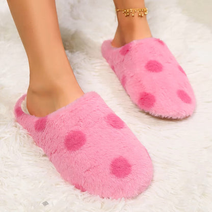 Pantoufles Femme - CozyWarmSlippers™ - Rose Fuchsia à Pois Roses