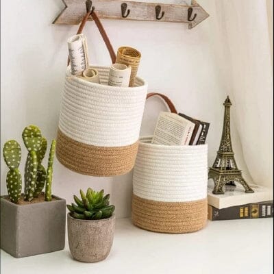 Panier mural - WallHangingFlowerBasket™ - Marron&blanc