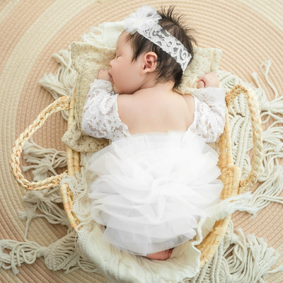 Robe Bébé Fille - BabyGirlPhotoDress™ - Blanc