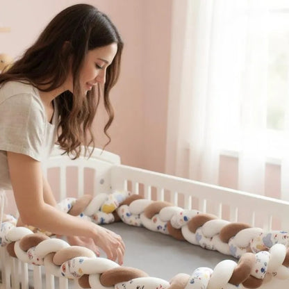 Tour de Lit Tressé - BraidBumper™ - Marron & Blanc