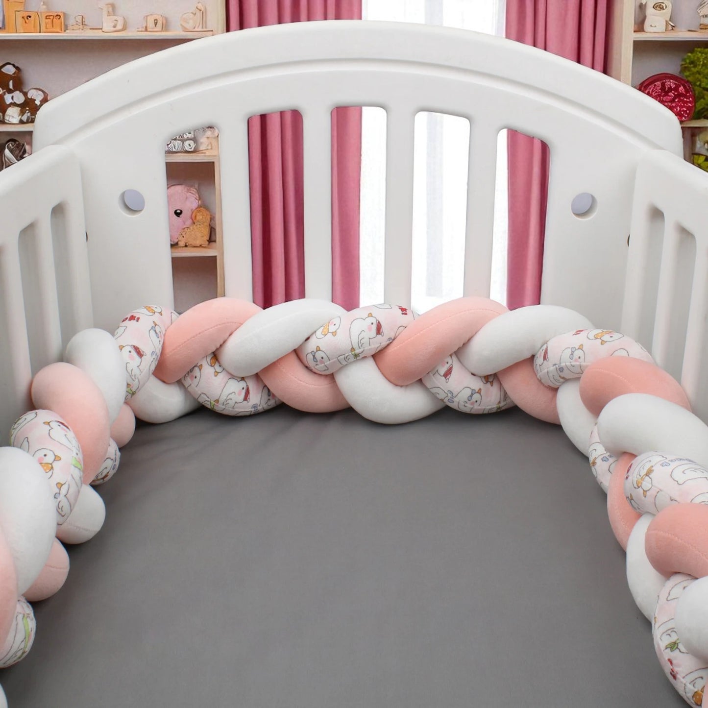 Tour de Lit Tressé - BraidBumper™ - Rose Tendre