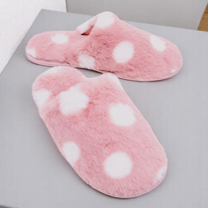 Pantoufles Femme - CozyWarmSlippers™ - Rose à Pois Blancs