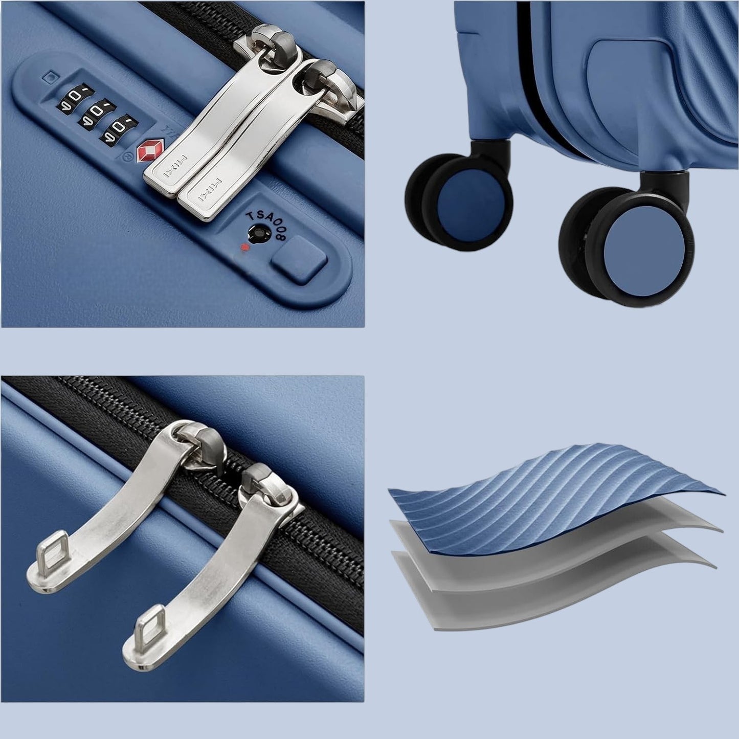 Valise de Voyage - WideRollTravelCase™ - Bleu