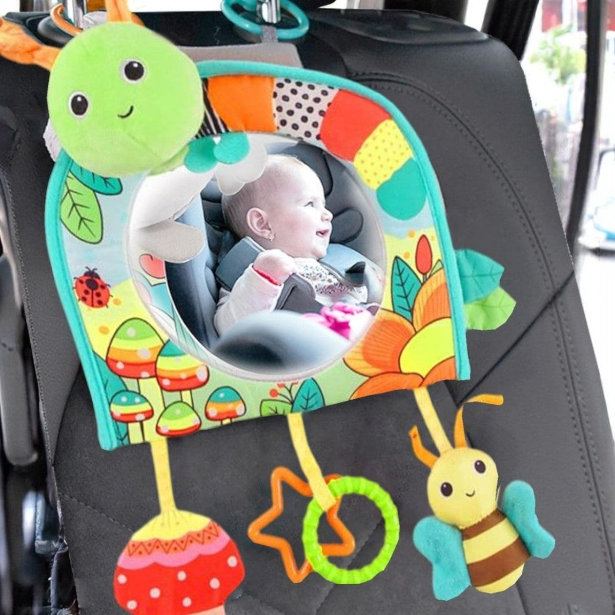 Miroir Voiture pour Bebe - SafeViewBabyMirror™ - Chenille