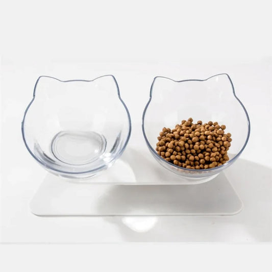 Gamelle Chat - CatDoubleBowl™ - Transparent