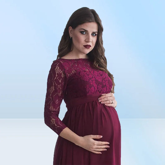 Robe en Dentelle - PregnantMotherDress™ - Vin Rouge