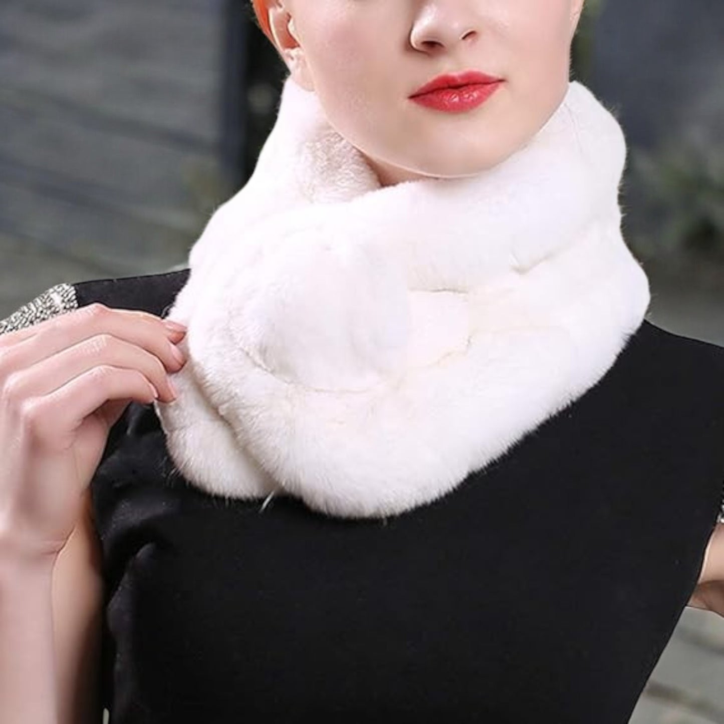 Écharpe Femme Hiver - CozyFurWrap™ - Blanc