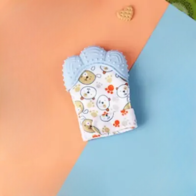 Gant de Dentition - TeethingSiliconeGloves™ - Bleu