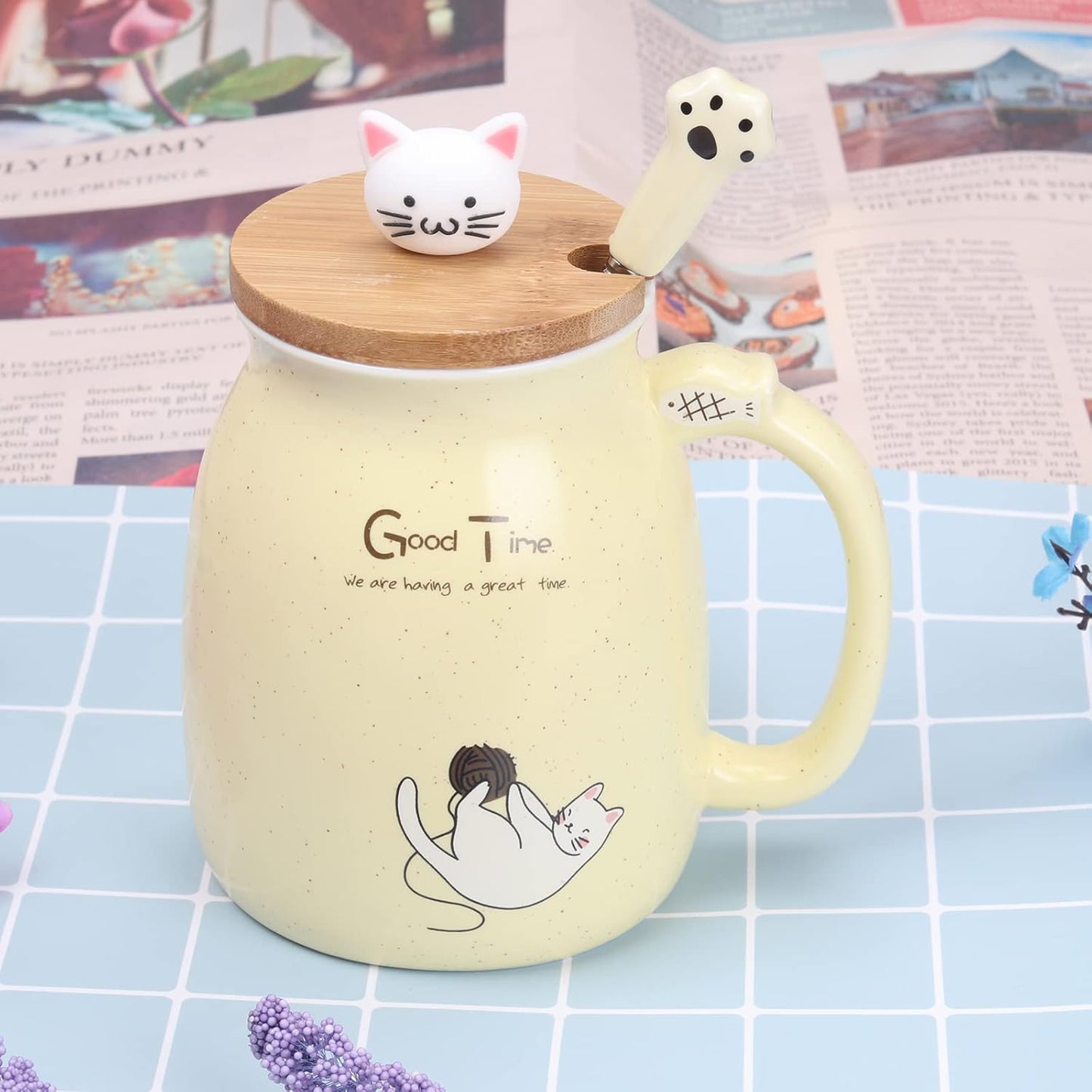 Tasse à Thé - PurrfectSip™ - Jaune