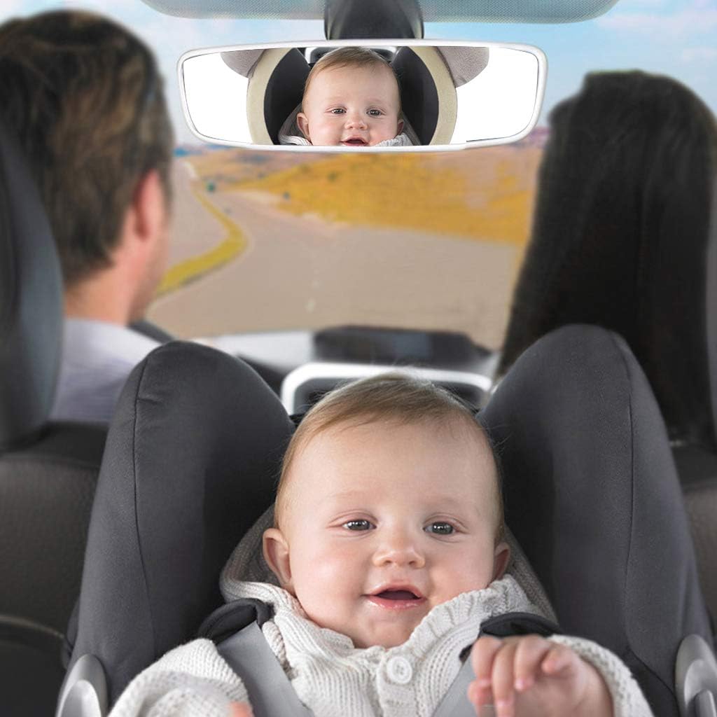 Miroir Voiture pour Bebe - SafeViewBabyMirror™ - Éléphant Gris