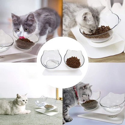Gamelle Chat - CatDoubleBowl™ - Transparent