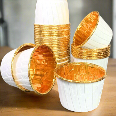 Caissette pour Muffins - CupcakeWrappers™ - Blanc Dorée