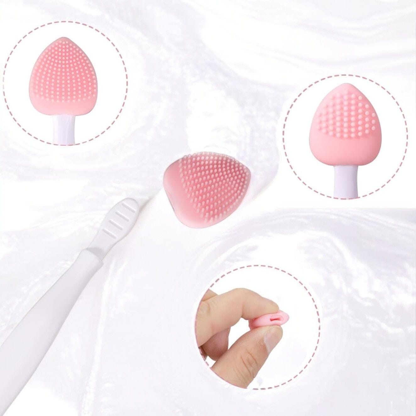 Brosse Nettoyante pour le Visage - DoubleSilkBrush™ - Cœur Rose