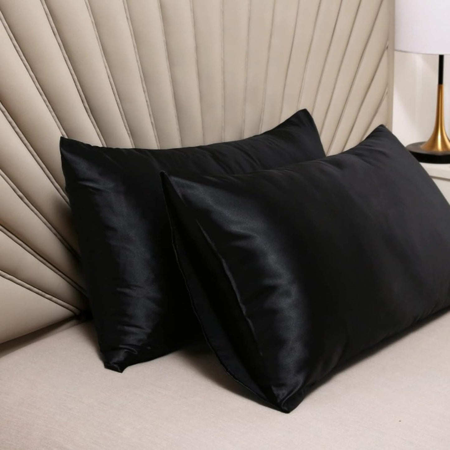 Taie d'Oreiller en Satin - SatinDreamPillow™ - Noir