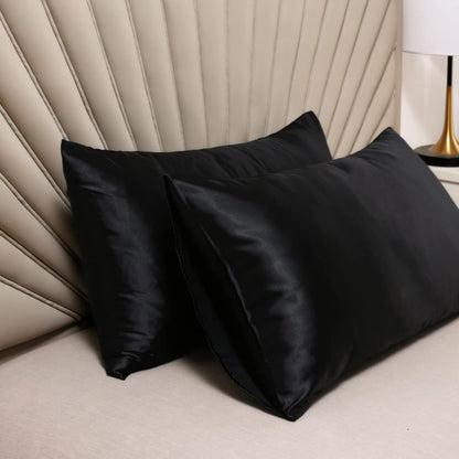 Taie d'Oreiller en Satin - SatinDreamPillow™ - Noir
